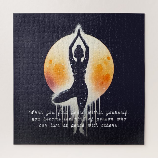 Quebra-cabeça Yoga Meditation Instrutor Tree Pose Full Moon (Vertical)