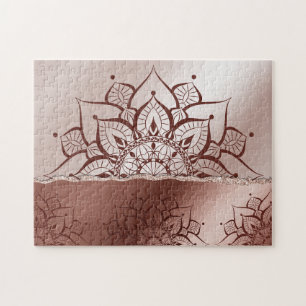 Quebra-cabeça Yoga zen do Mandala Dourado rosa