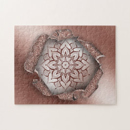 Quebra-cabeça Yoga zen do Mandala Dourado rosa