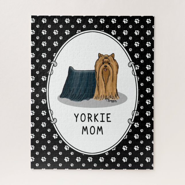 Quebra-cabeça Yorkie Mãe (Yorkshire Terrier Mãe) Cute (Vertical)