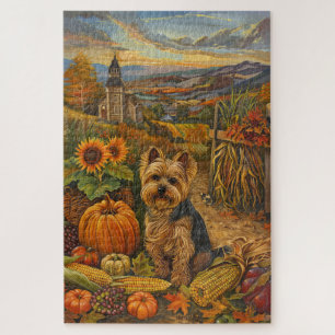 Quebra-cabeça Yorkshire Terrier Dog Autumn Harvest Ação de Graça