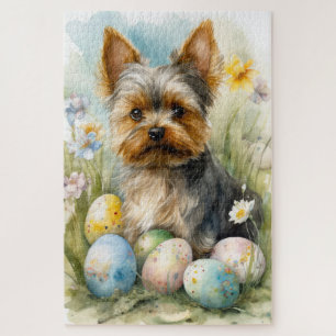 Quebra-cabeça Yorkshire Terrier Dog Com Feriado De Ovos De Pásco