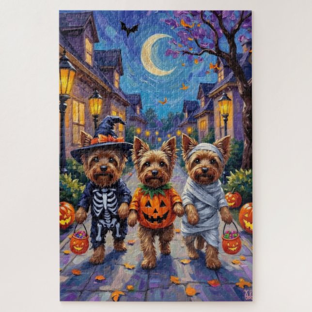 Quebra-cabeça Yorkshire Terrier Dogs in Halloween Costumes (Vertical)