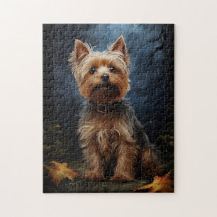 Quebra-cabeça Yorkshire terrier numa noite iluminada