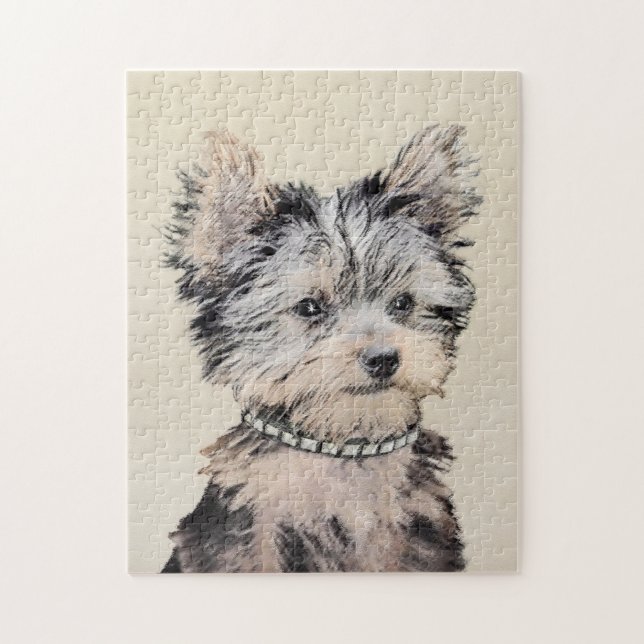 Quebra-cabeça Yorkshire Terrier Puppy Pintura Original (Vertical)