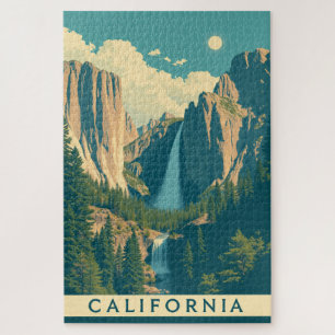 Quebra-cabeça Yosemite Waterfall Vintage Retro
