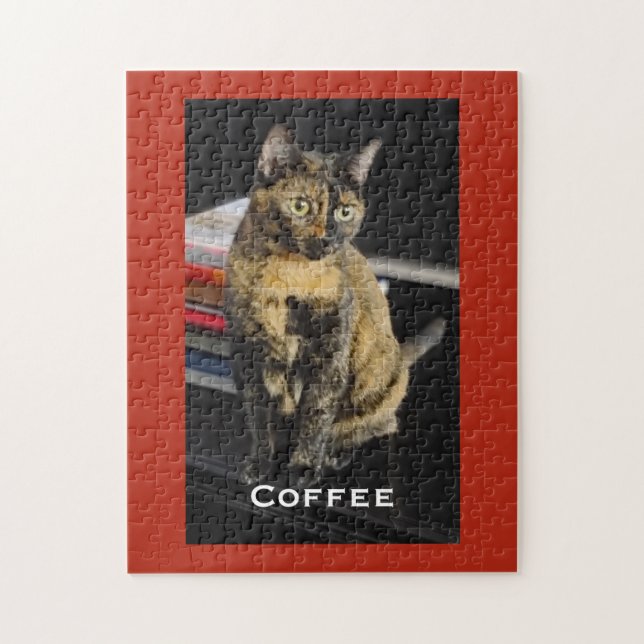 Quebra-cabeça Your Pet Photo, Name, Red Background, Personalized (Vertical)