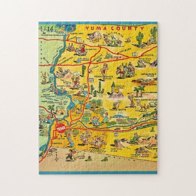 Quebra-cabeça Yuma Arizona 11x14 Map Jigsaw Puzzle (Vertical)