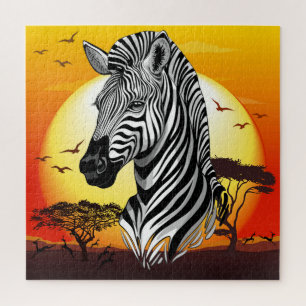 Quebra-cabeça Zebra African Savanna Wild Animal