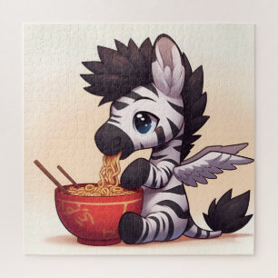 Quebra-cabeça Zebra Angel Eating Ramen Adorável