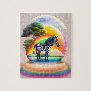 Quebra-cabeça Zebra Colorida com Cores Arco-Íris, Zebra