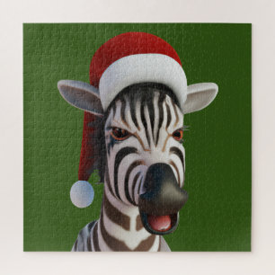 Quebra-cabeça Zebra Furiosa Animal Vestindo Santa Hat