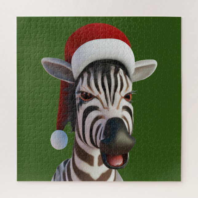 Quebra-cabeça Zebra Furiosa Animal Vestindo Santa Hat (Vertical)
