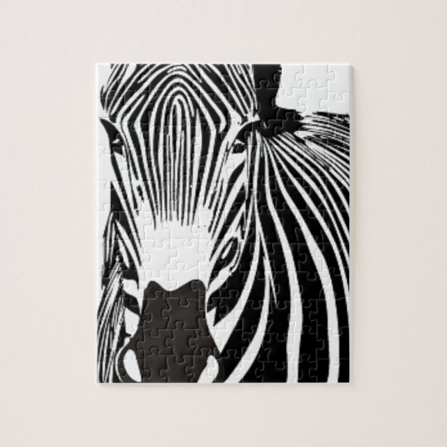 Quebra-cabeça zebra selvagem das listras preto e branco animais (Vertical)