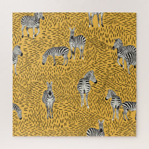 Quebra-cabeça Zebra stripes: fundo sem costura desenhado à mão.
