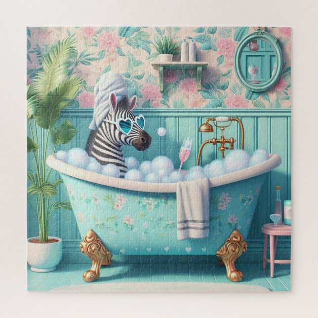 Quebra-cabeça Zebra toma um Banho de Espuma (Vertical)