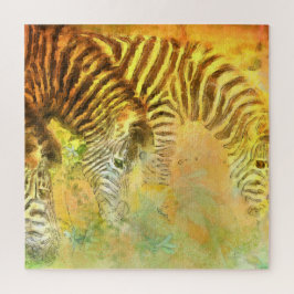 Quebra-cabeça Zebras pastando arte animal contemporânea contempo