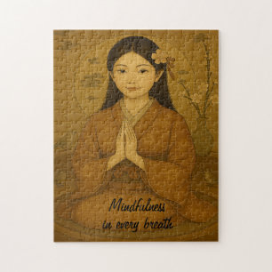 Quebra-cabeça Zen Meditation art Mindtness Yoga Brown Custom