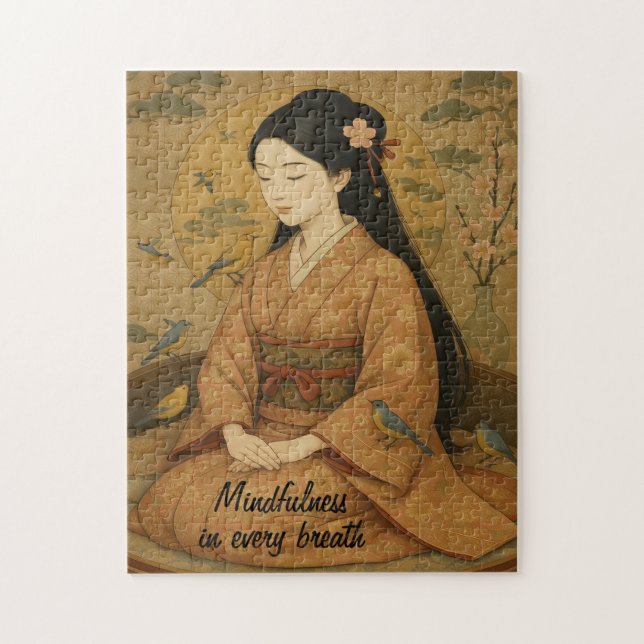 Quebra-cabeça Zen Meditation art Mindtness Yoga Brown Custom (Vertical)