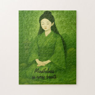 Quebra-cabeça Zen Meditation art Mindtness Yoga Green Custom
