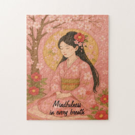 Quebra-cabeça Zen Meditation art Mindtness Yoga Pink Personaliza