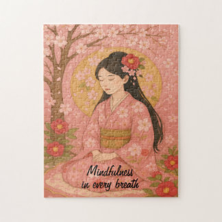 Quebra-cabeça Zen Meditation art Mindtness Yoga Pink Personaliza