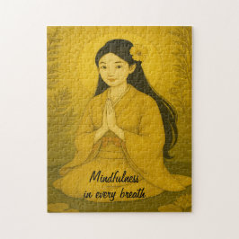 Quebra-cabeça Zen Meditation art Mindtness Yoga Yellow Custom
