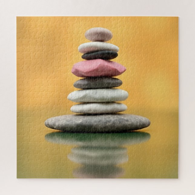 Quebra-cabeça Zen Pedras Espirituais Equilibram Arte Terapêutica (Vertical)
