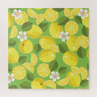 Quebra-cabeça Zesty Lemon: Citrus Pattern Delight