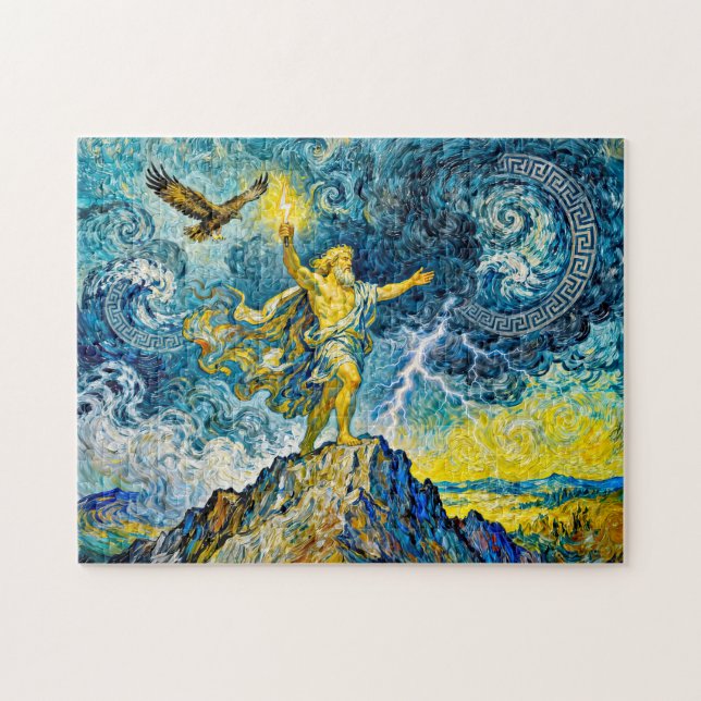 Quebra-cabeça Zeus em Rochas Tempestuosas com Raio e Águia (Horizontal)