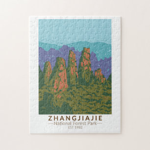 Quebra-cabeça Zhangjiajie Floresta Nacional na China, Retro Viag