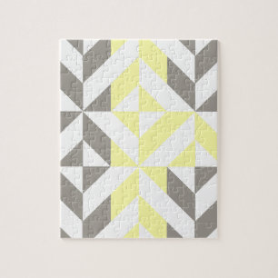 Quebra-cabeça ZigZag Geométrico Amarelo e Silver