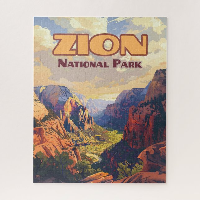 Quebra-cabeça Zion National Park Utah Moab Canyon Retro (Vertical)
