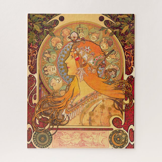 Quebra-cabeça Zodiac, 1896, por Alphonse Mucha (Vertical)