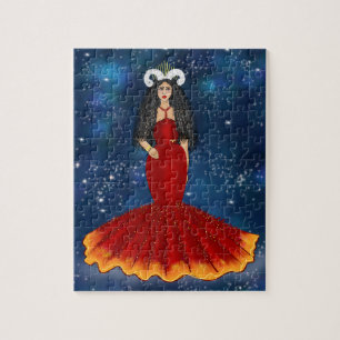 Quebra-cabeça Zodiac Aria Deusa Em Azul Celestial