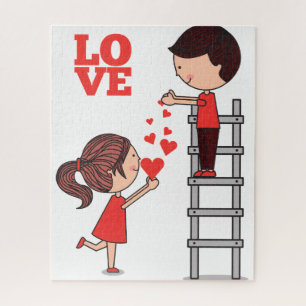 Quebra-cabeças Casal Corações Vermelhos Feliz Dia