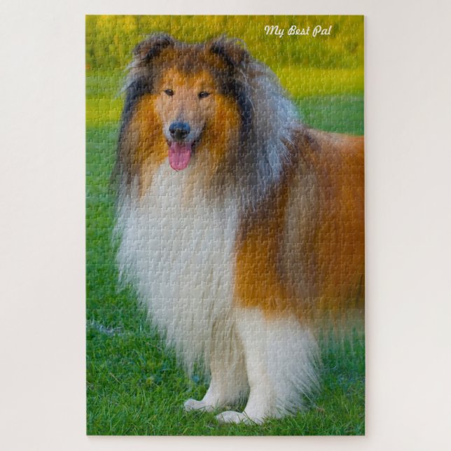 Quebra-cabeças do Cão Collie Rough. (Vertical)
