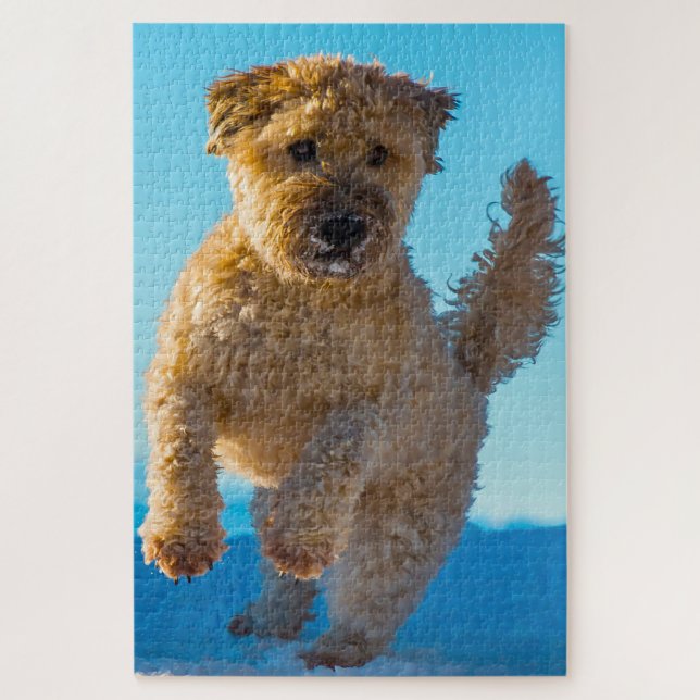 Quebra-cabeças do Cão Terrier Wheaten. (Vertical)