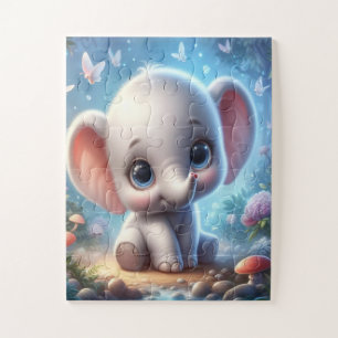 Quebra-cabeças Elefante Branco Feliz Fofo 