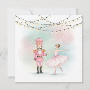 Quebra-Nozes Rosa e Bailarina Cartão de Natal