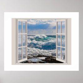 Quebrando ondas através do Poster da janela