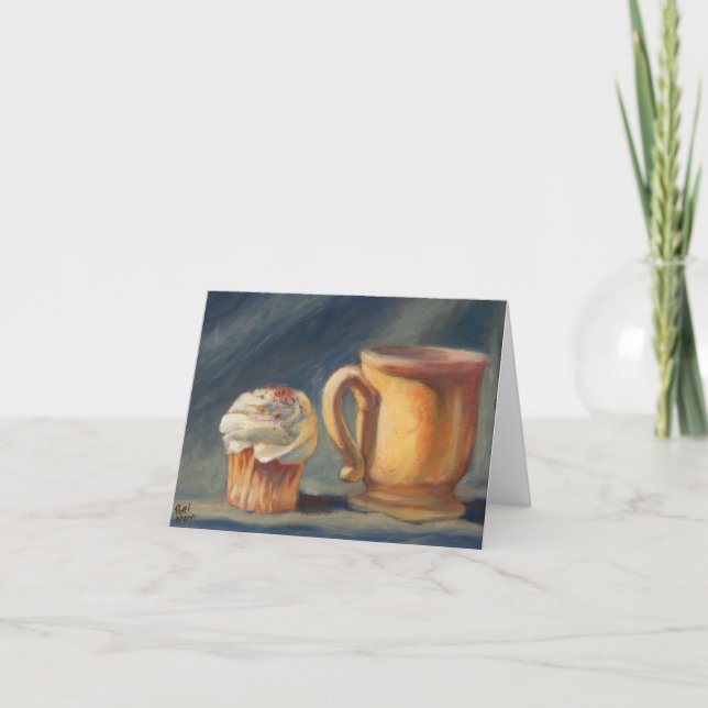 "Quebre o tempo", um café & um cartão do cupcake (Frente)