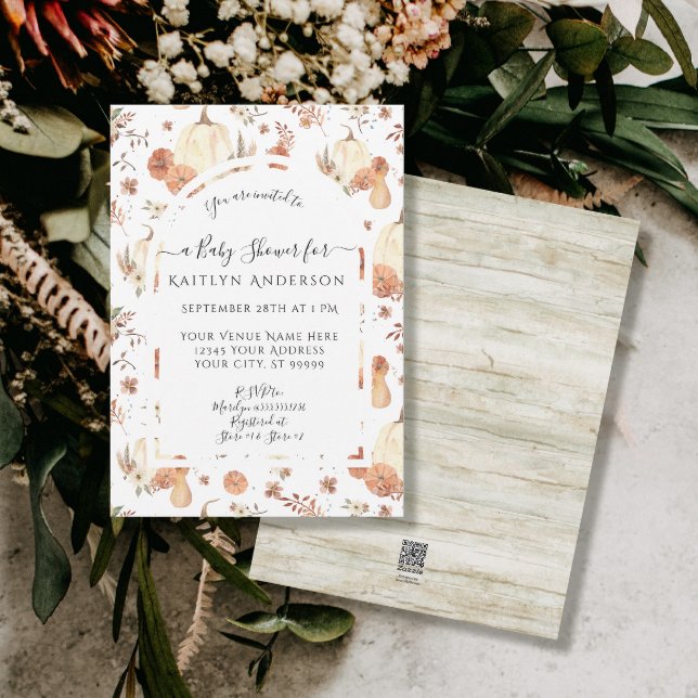 Queda Abóbora Pumpkin Botânica Aquarela Bebê Flora (Criador carregado)