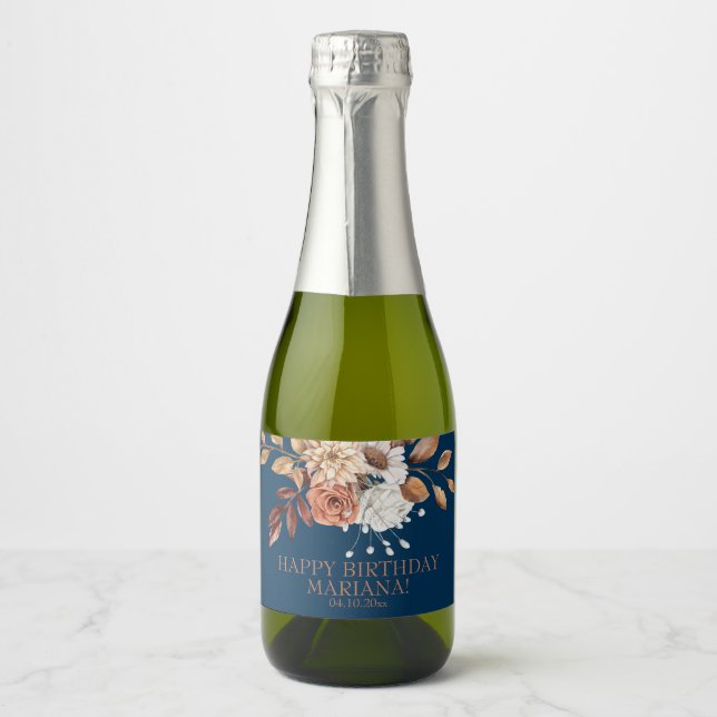 Queda Aquarela Marinho Floral Festa de aniversário (Frente)