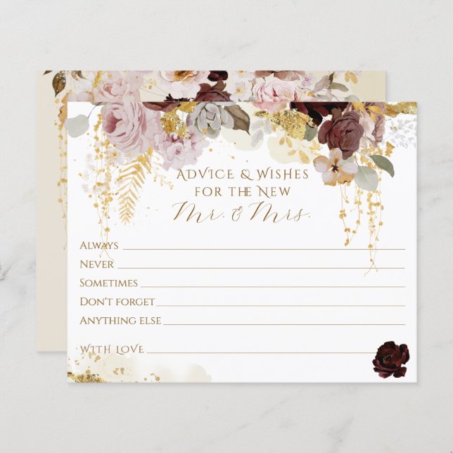 Queda Chá de panela Floral Dourado de Flor Selvage (Frente/Verso)