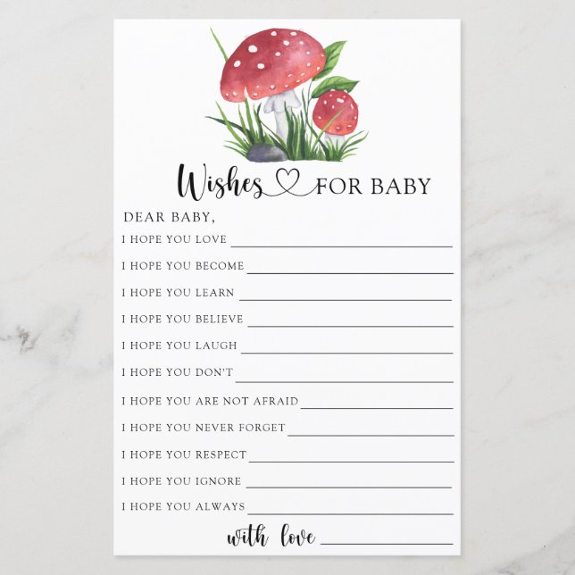 Queda de cogumelos Chá de fraldas Desejos para beb (Frente)