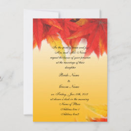 Queda de folhas vermelhas convite para casamento