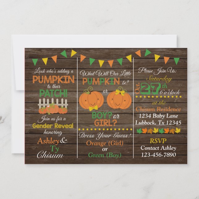 Queda Gênero Revelar Convite (Frente)