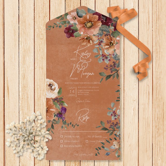 Queda Jantada de ferrugem russa e de ferrugem flor (Also available with a QR code or without dinner selection options.)