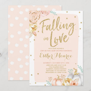 Queda no ouro do rosa do convite do chá de fralda